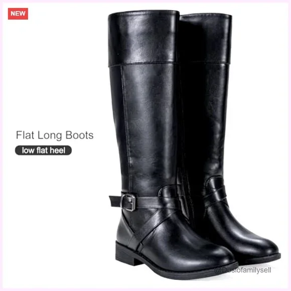 Knee High Riding Boots Wide Calf Low Heel Size 6 M